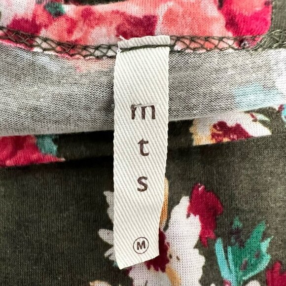 MTS Womens Top Multicolor Floral 3/4 Sleeve Bell Stretch High Low USA Medium - Picture 12 of 12